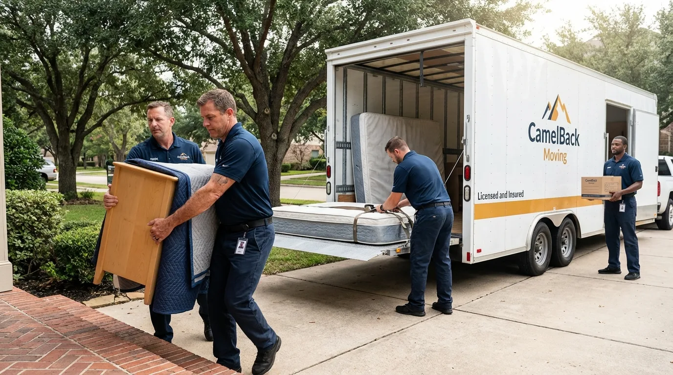 Crew loading residential truck for cross-state move from Darlington, SC