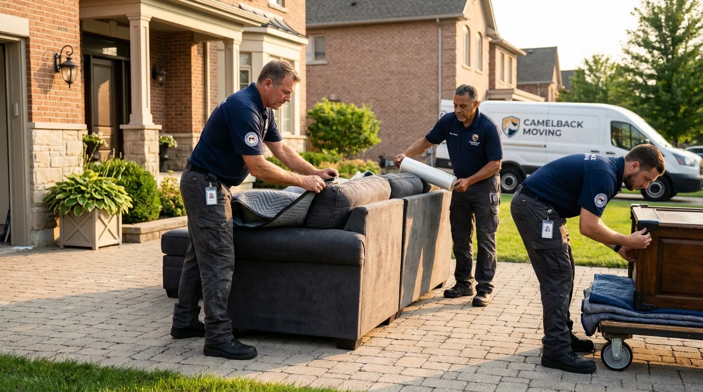 Large estate moving crew wrapping furniture in Darlington, SC