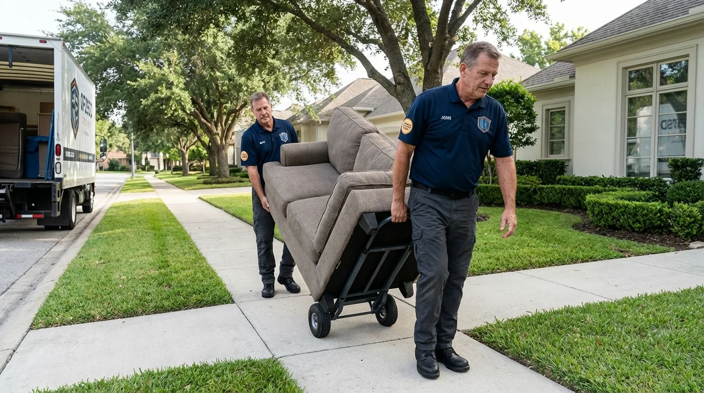 Local residential moving crew loading furniture in Darlington, SC