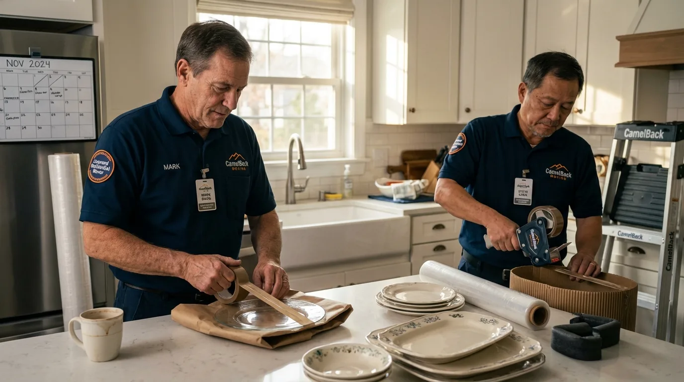 Professional crew packing kitchen dishware in Darlington, SC